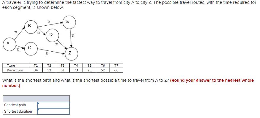 A traveler is trying to determine the fastest way