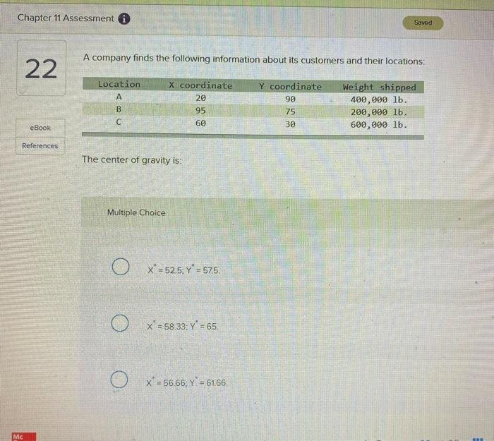 Chapter 11 Assessment Savod A company finds the