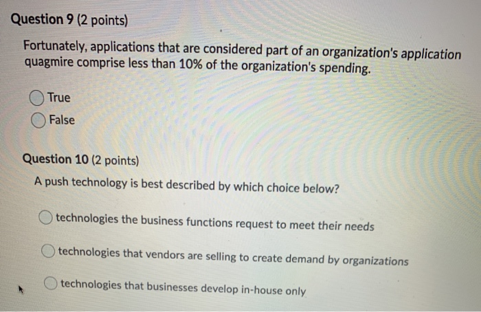 Question 9 (2 points) Fortunately, applications