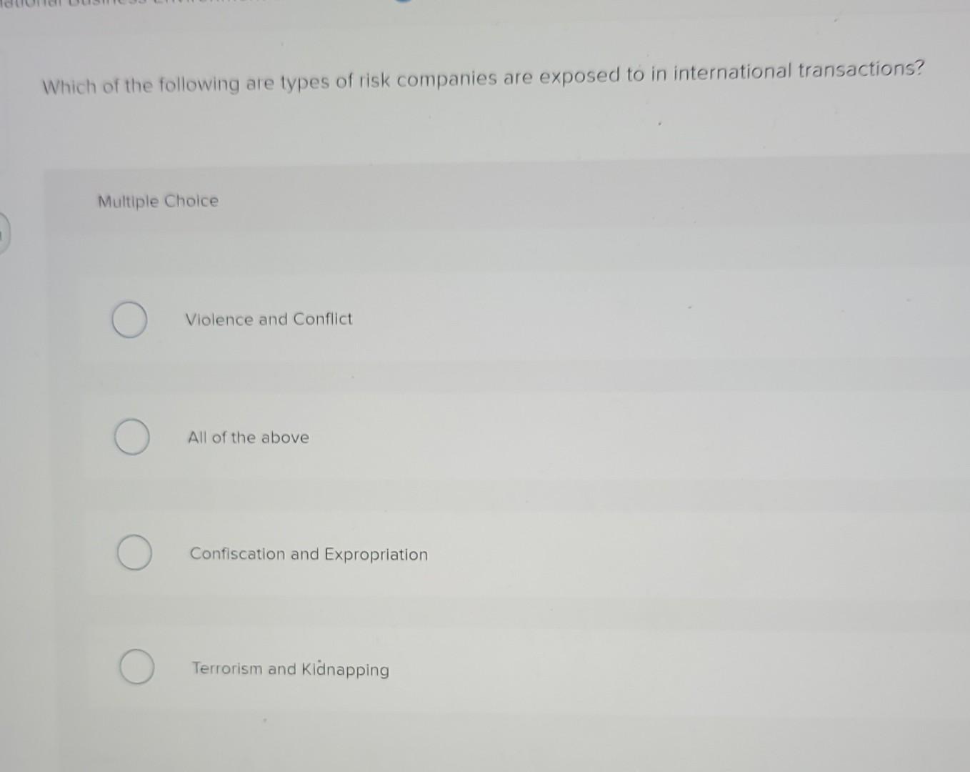 Which of the following are types of risk