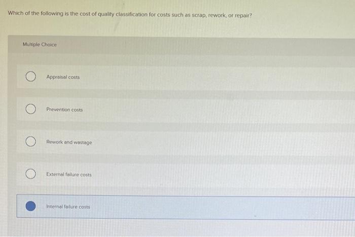 Which of the following is the cost of quality