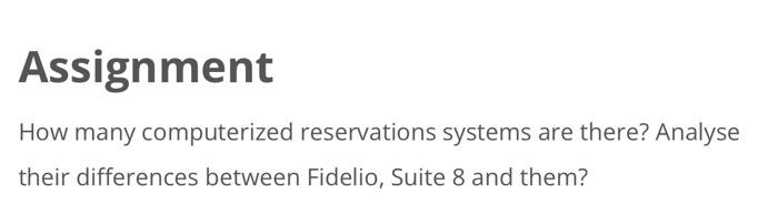 Assignment How many computerized reservations