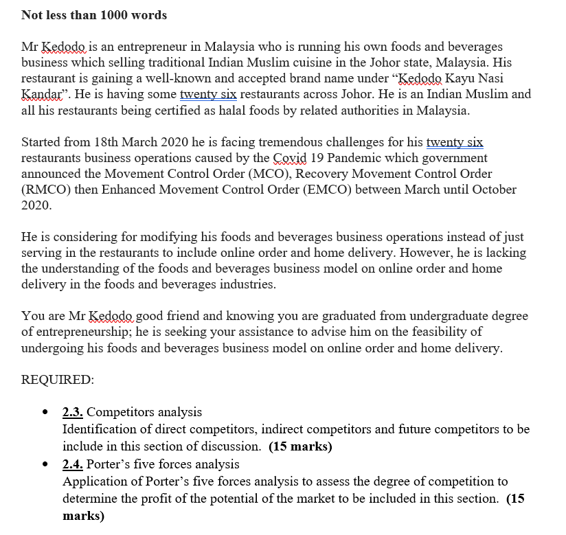 Not less than 1000 words Mr Kedodo is an