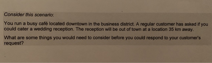 Consider this scenario: You run a busy caf
