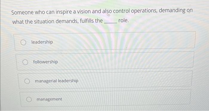 Someone who can inspire a vision and also control