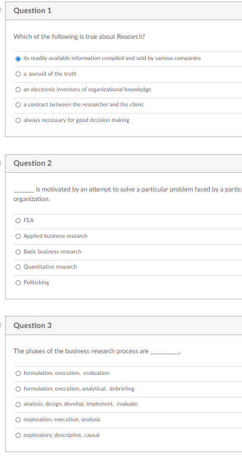 Question 1 Which of the following is true about