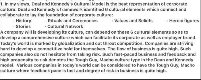 2.What type of the above cultures is most like