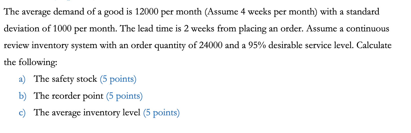a a a The average demand of a good is 12000 per
