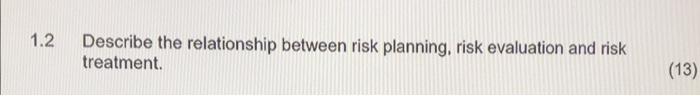 1.2 Describe the relationship between risk