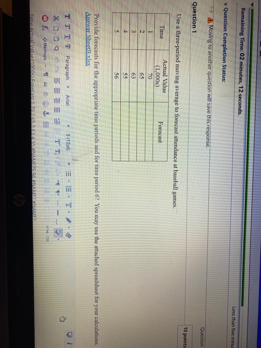 Remaining Time: 02 minutes, 12 seconds. Less than