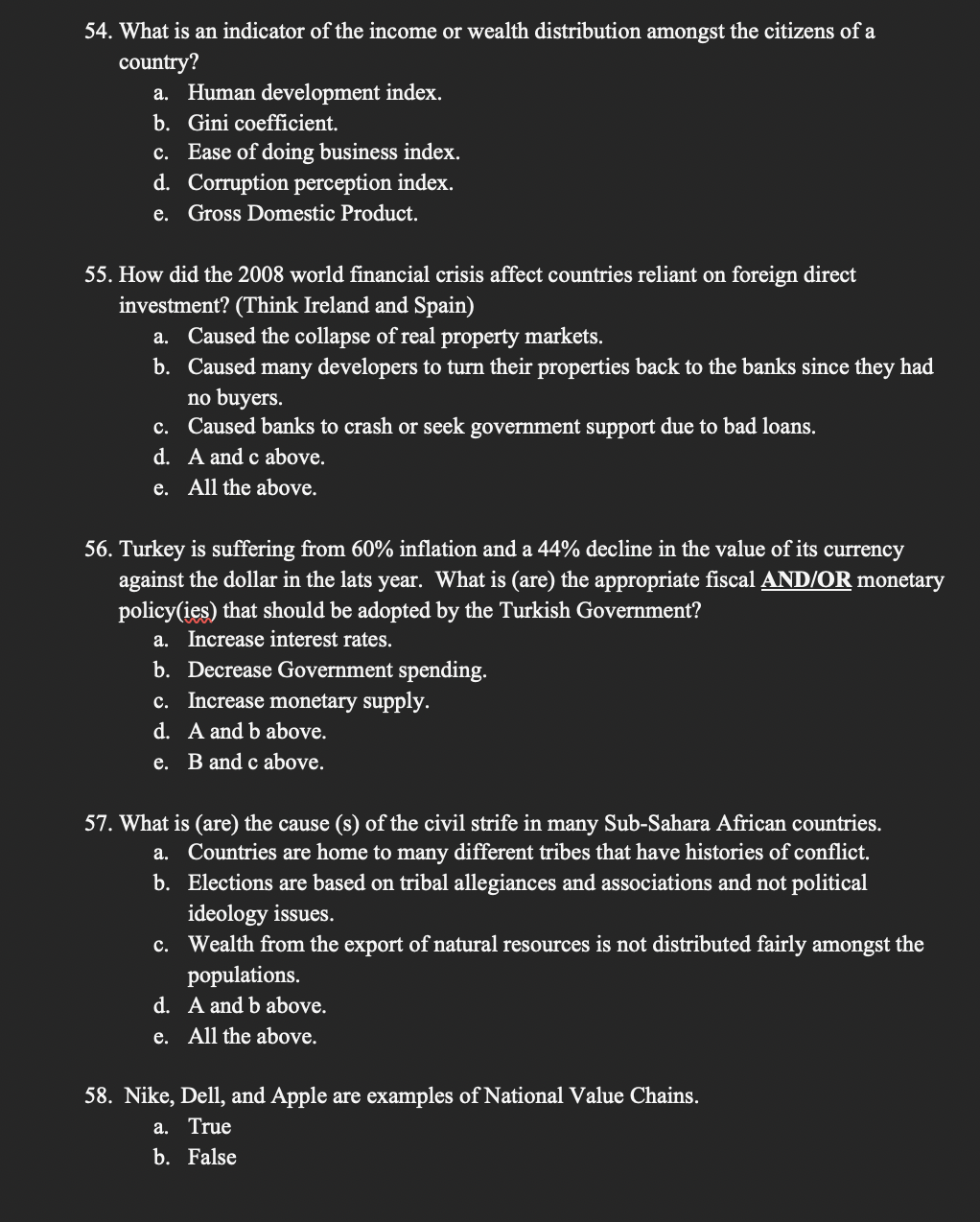 54. What is an indicator of the income or wealth