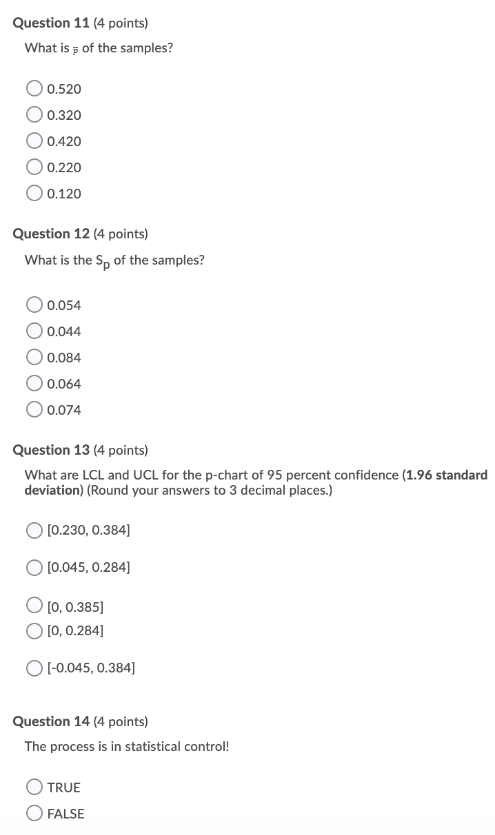Ten samples of 15 parts each were taken from an
