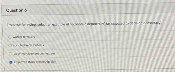 Question 6 From the following, select an example
