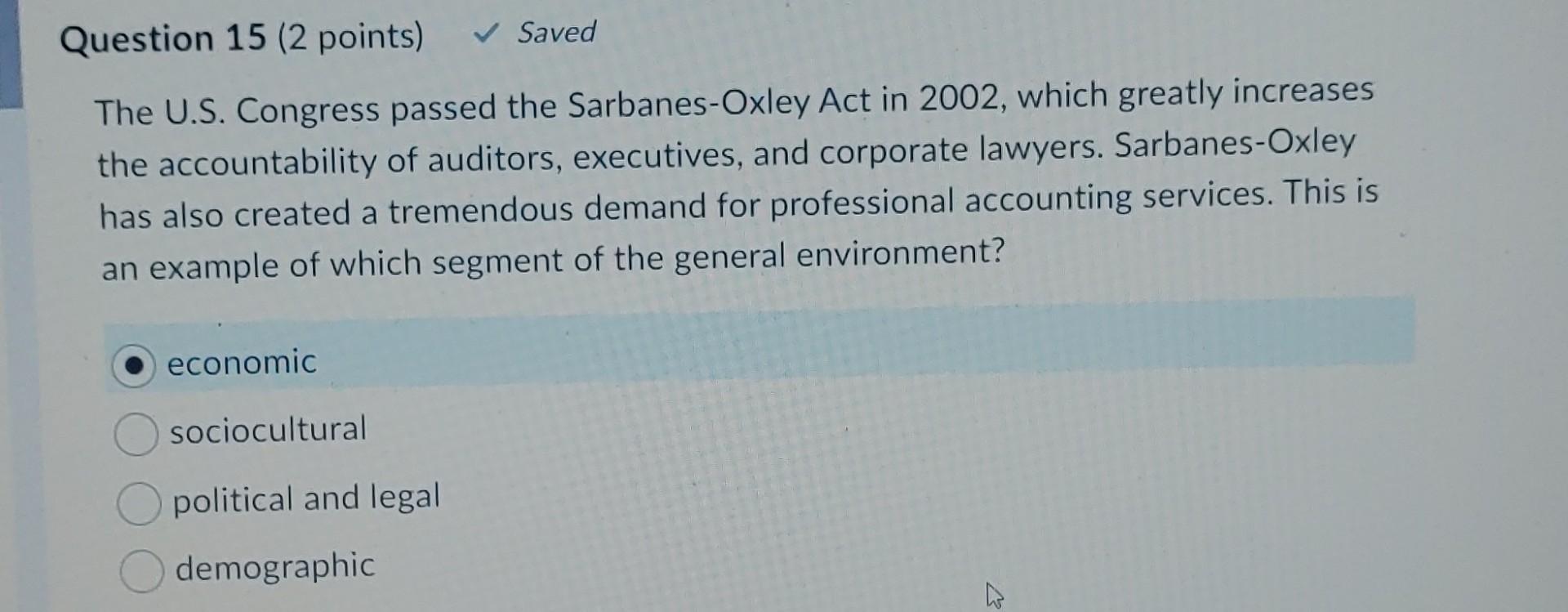 Question 15 (2 points) Saved The U.S. Congress