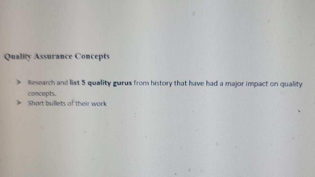 Quality Assurance Quality Assurance Concepts