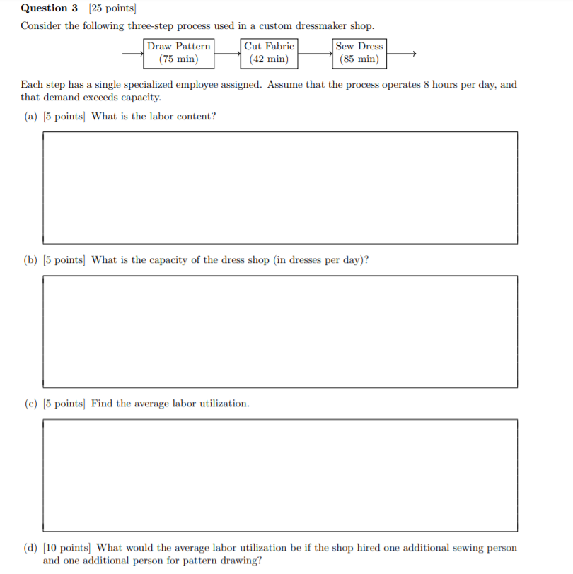 Question 3 25 points) Consider the following