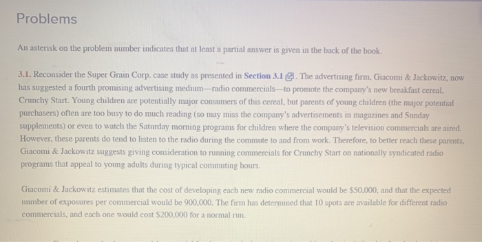 Problems An asterisk on the problem number