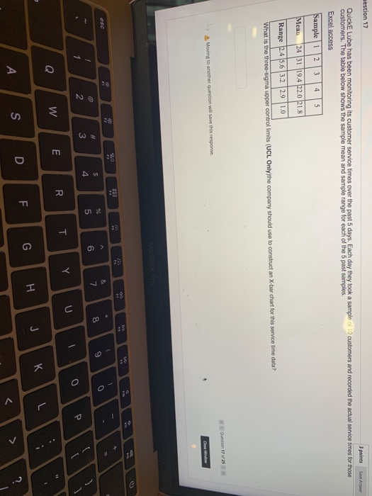 Bestion 17 3 points Save Answer QuickE Lube has