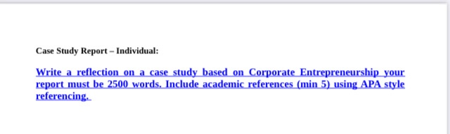 I have to find my own case study. Case Study