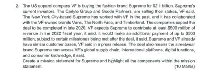 The US apparel company VF is buying the fashion