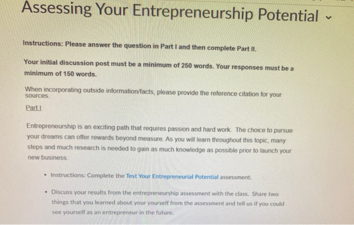 Assessing Your Entrepreneurship Potential V
