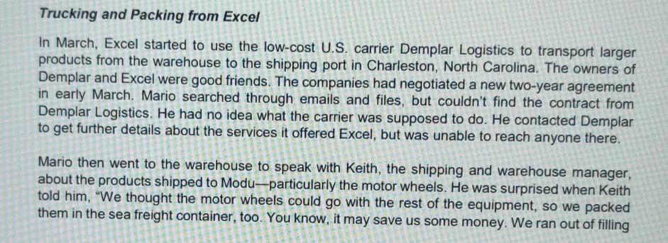 A Case of Late Deliveries Background I Mario is