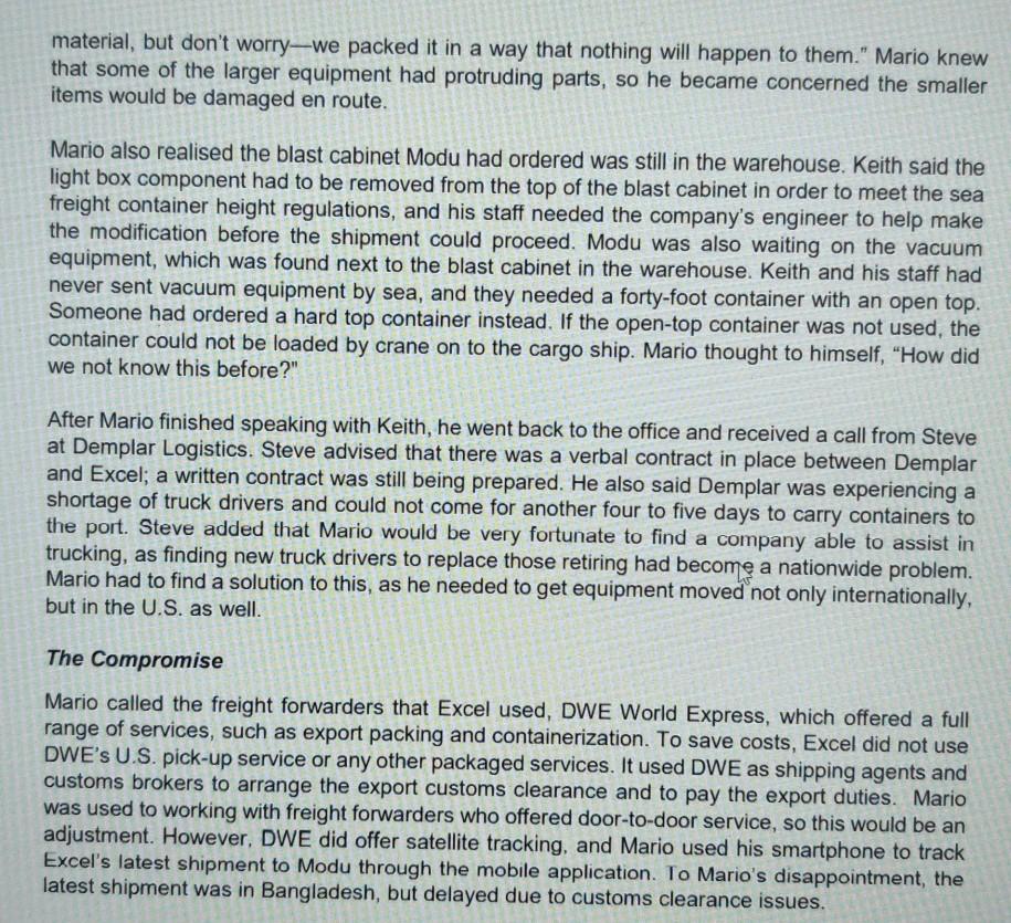 A Case of Late Deliveries Background I Mario is