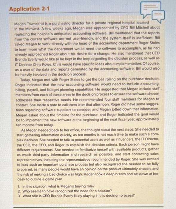 Megan Townsend is a purchasing director for a