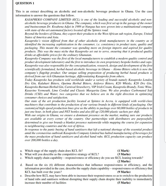 QUESTION 1 This is an extract describing an