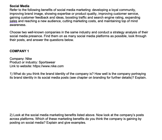 Social Media Refer to the following benefits of