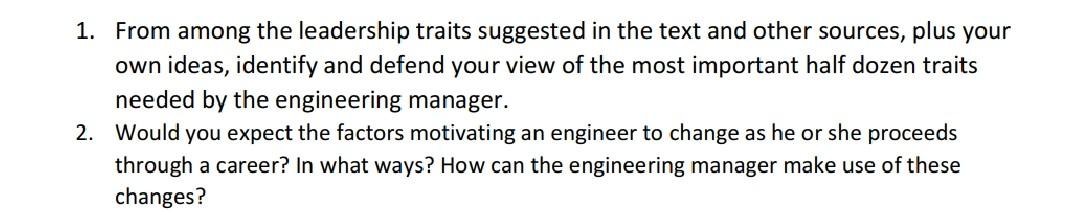 1. From among the leadership traits suggested in