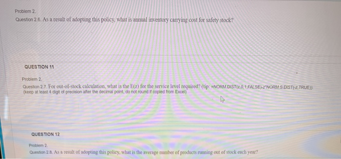 Problem 2. A product is stocked in a warehouse,