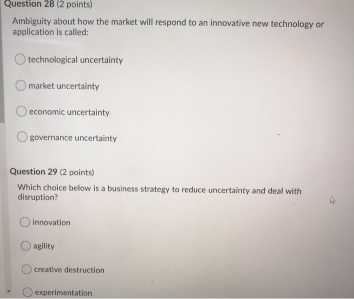 Question 19 (2 points) Which of the following