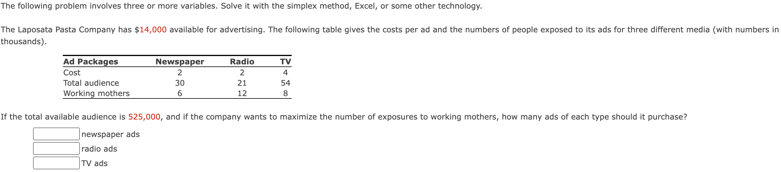 he following problem involves three or more