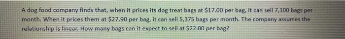 A dog food company finds that, when it prices its