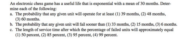 An electronic chess game has a useful life that