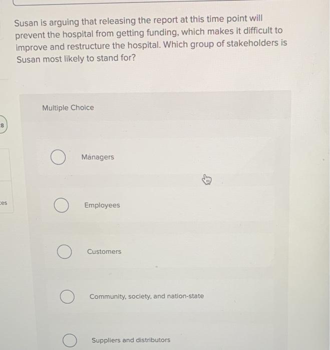 Susan is arguing that releasing the report at