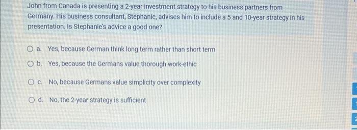 John from Canada is presenting a 2 -year