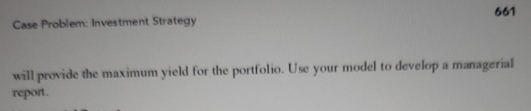 CASE PROBLEM: INVESTMENT STRATEGY 1. D. Williams,
