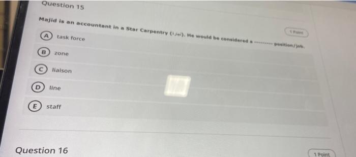 Question 15 Majid is an accountant in a Star