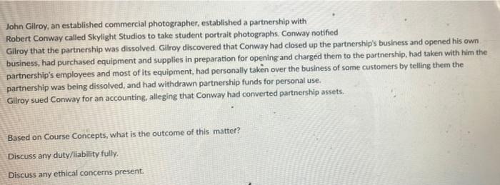 John Gilroy, an established commercial