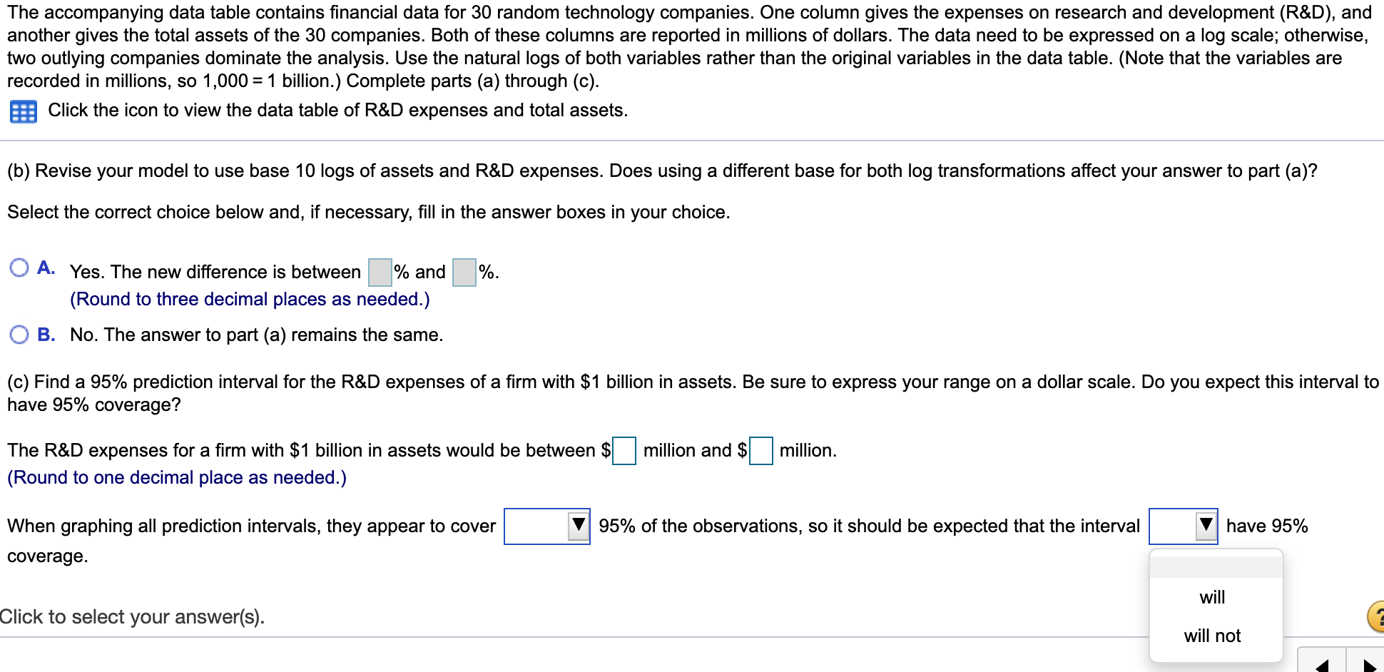 The accompanying data table contains financial