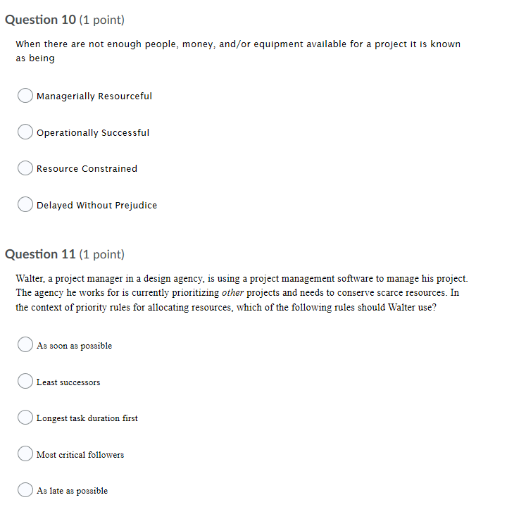 Question 6 (1 point) Which of the following would