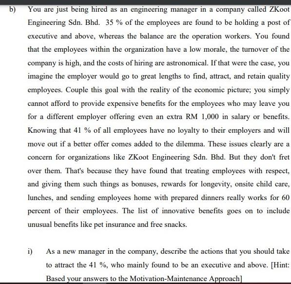 b) You are just being hired as an engineering