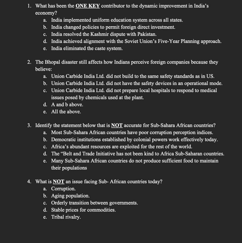 1. What has been the ONE KEY contributor to the