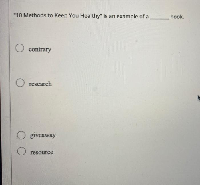 "10 Methods to Keep You Healthy" is an example of