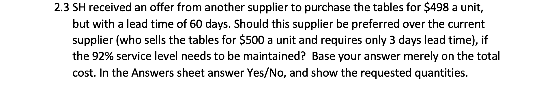 ]2.3 2. The annual mean demand for a certain