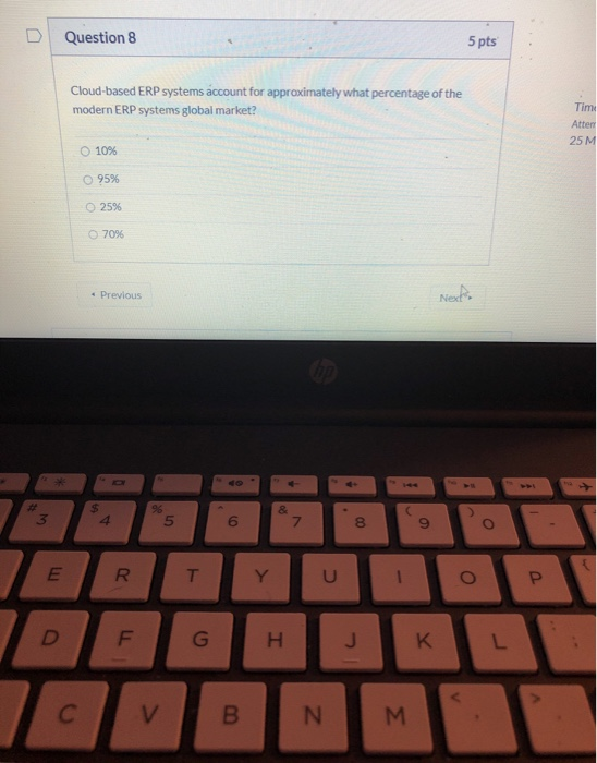 Question 8 5 pts Cloud-based ERP systems account