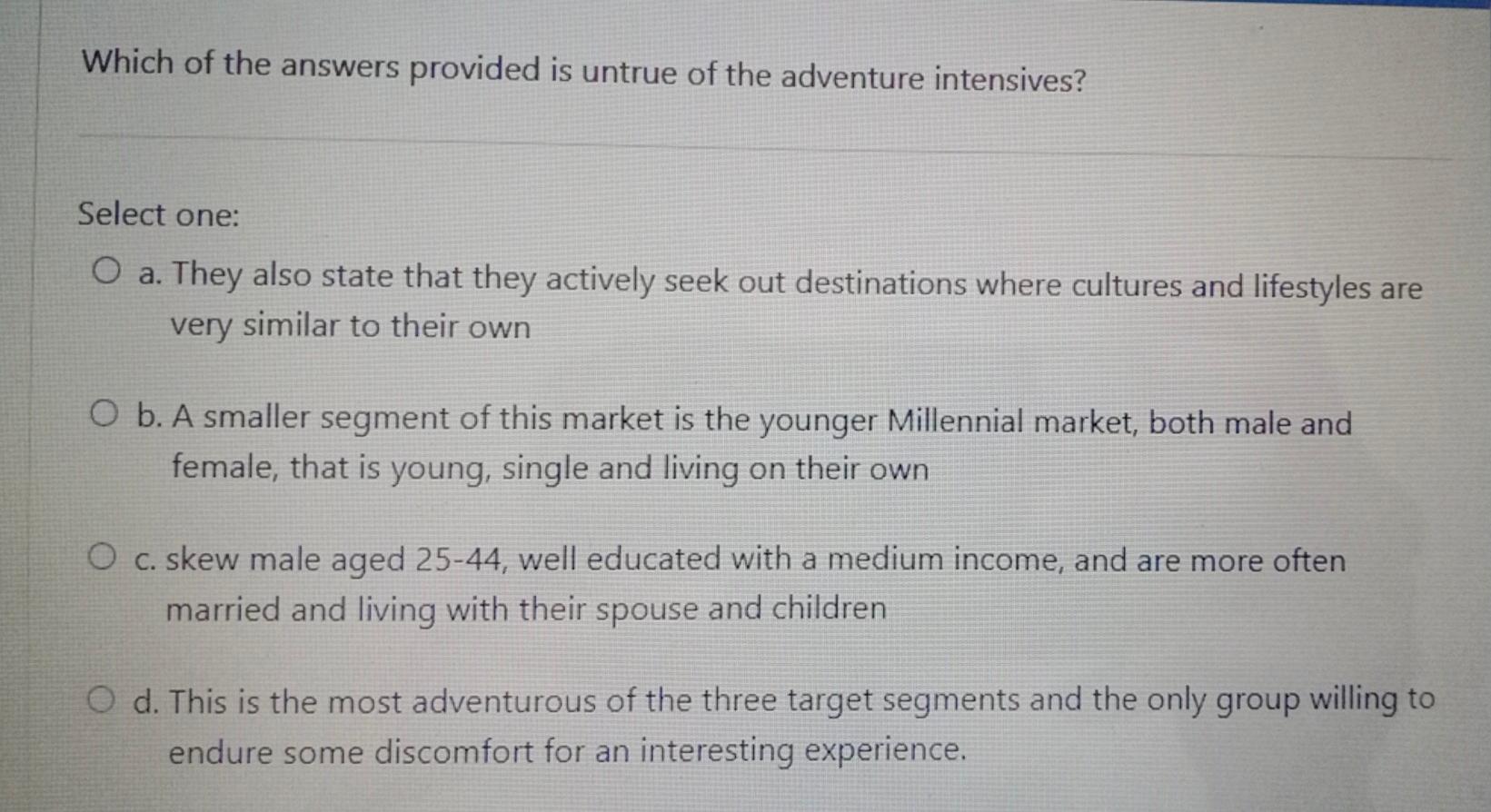 tourism subject Which of the answers provided is