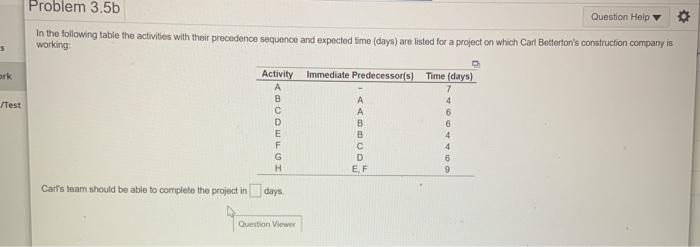 Problem 3.5b Question Help In the following table